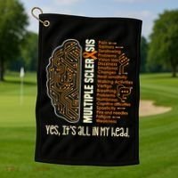 Yes It's All In My Head Multiple Sclerosis Ribbon Brain Golf Towel thumb 1