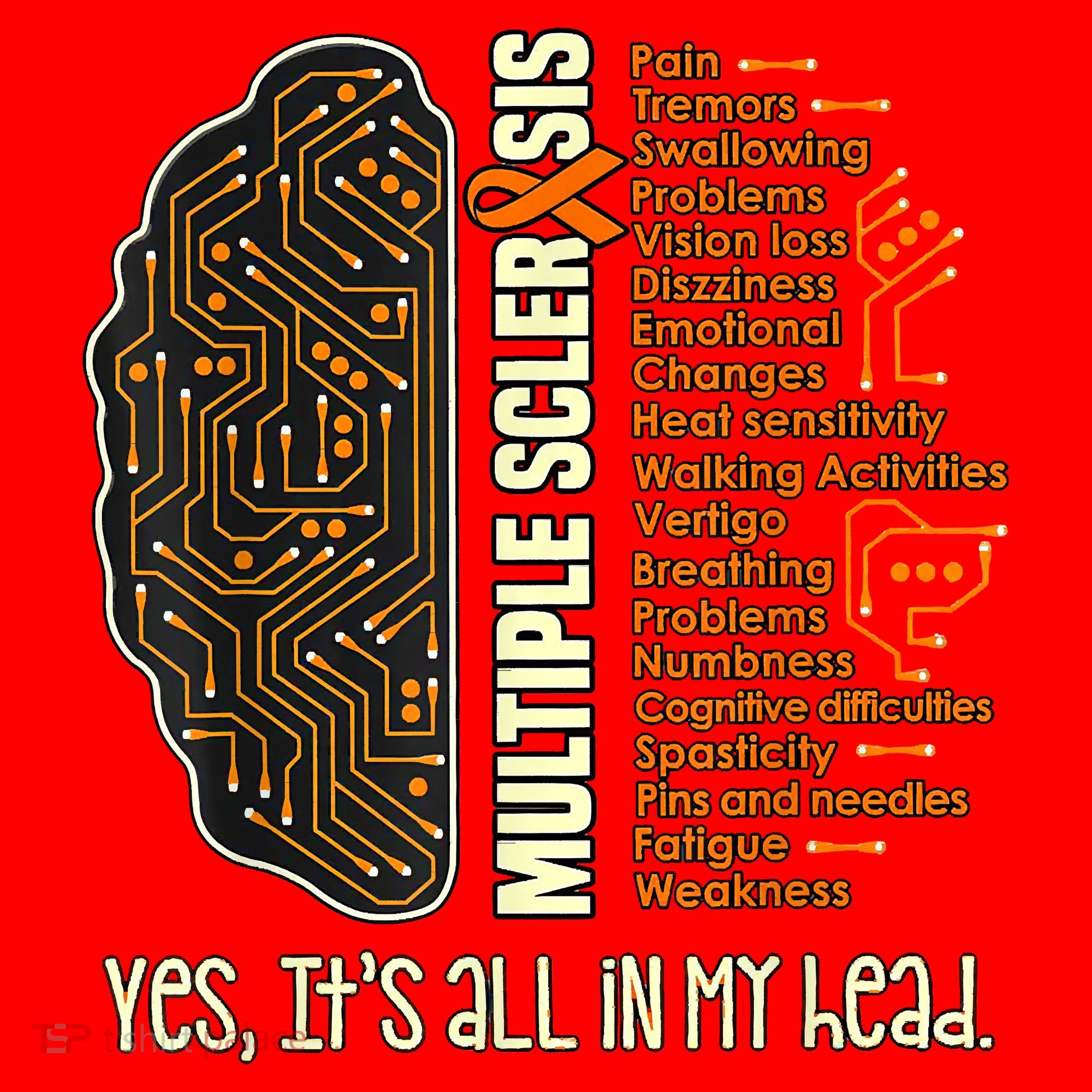 Yes It's All In My Head Multiple Sclerosis Ribbon Brain Santa Hat