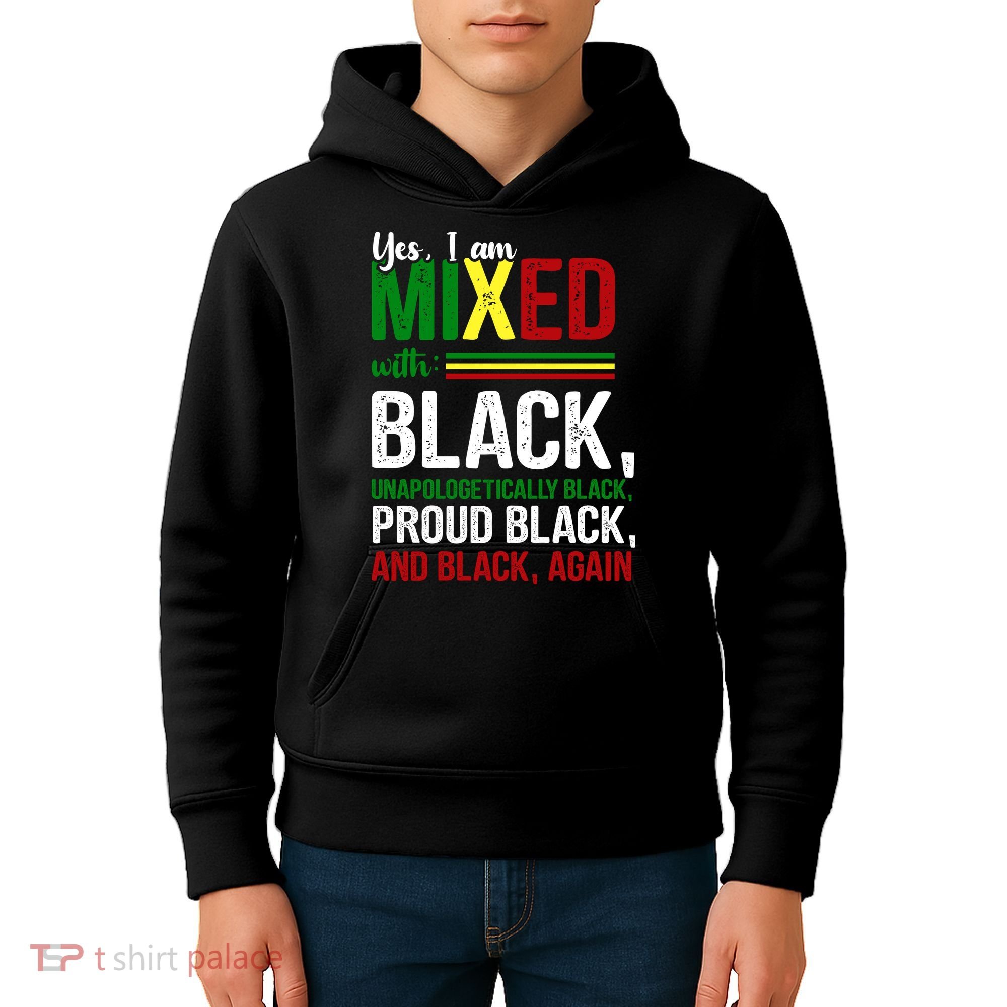 Yes I Am Mixed With Black Proud Black History Month Kids Hoodie