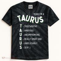 Yeah Im A Taurus Zodiac Kids Tie-Dye T-Shirt thumb 0