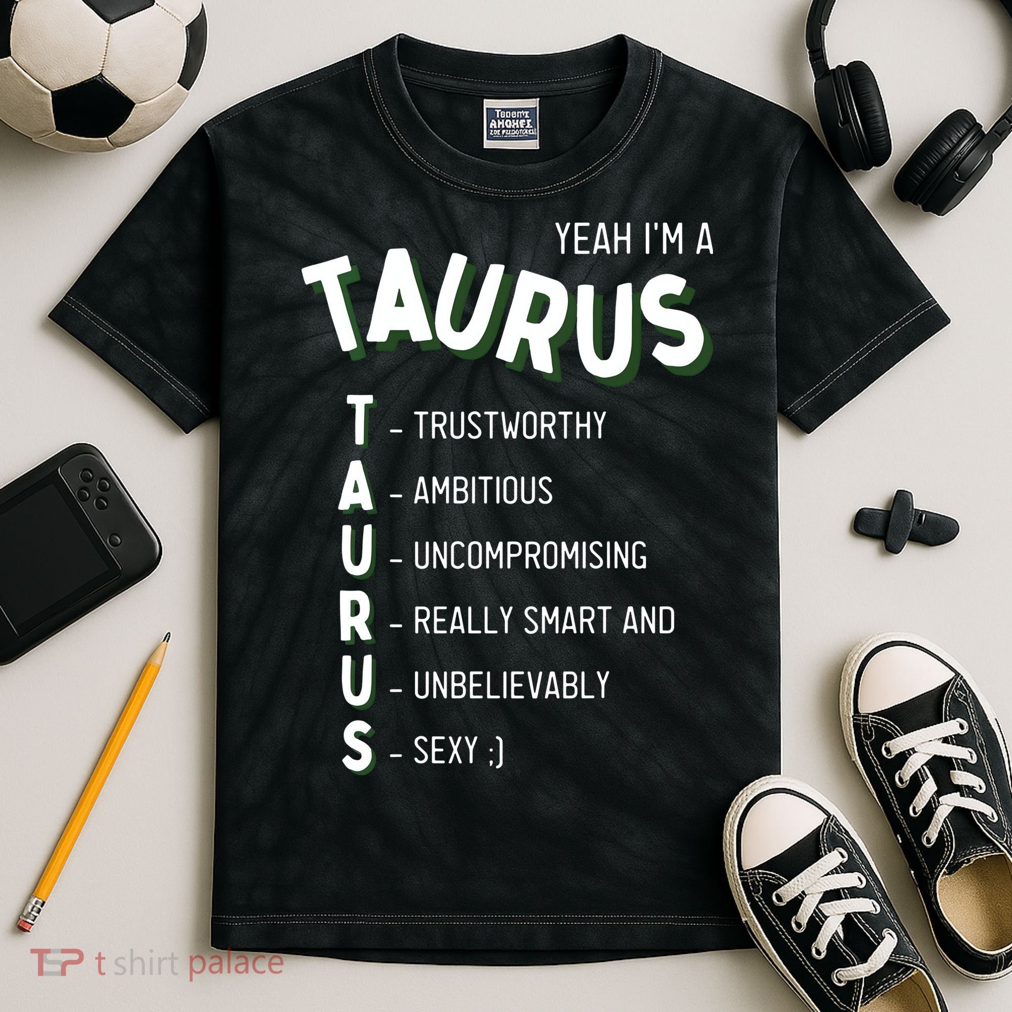 Yeah Im A Taurus Zodiac Kids Tie-Dye T-Shirt