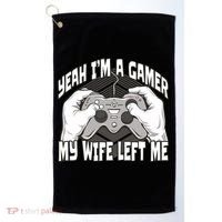 Yeah I'm A Gamer My Wife Left Funny Golf Towel thumb 0
