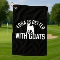 Yoga Is Better With Goats Funny Goat Yoga Golf Towel thumb 1