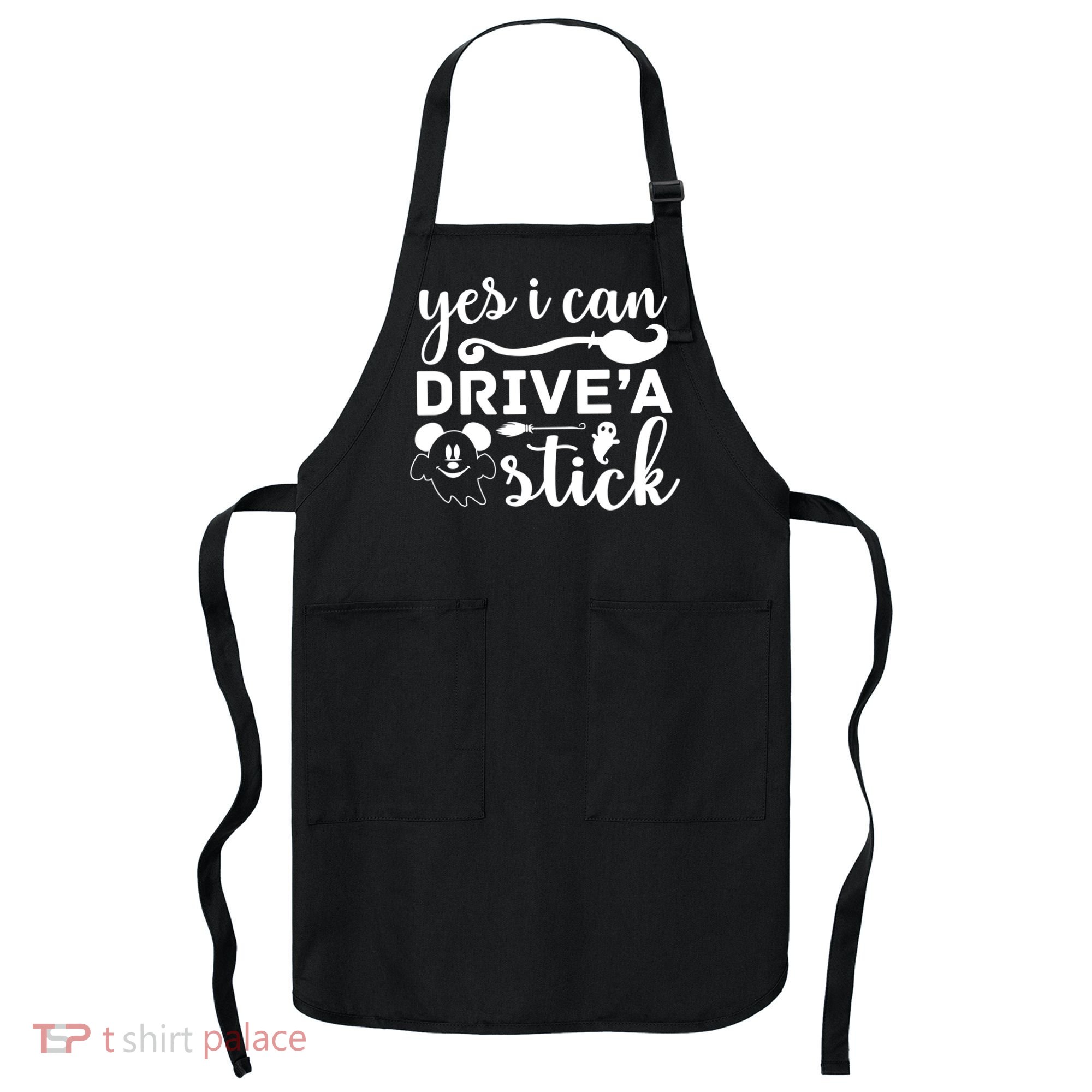 Yes I Can Drive A Stick Broom Halloween Quote Apron