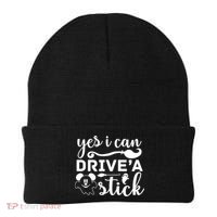 Yes I Can Drive A Stick Broom Halloween Quote Beanie thumb 0