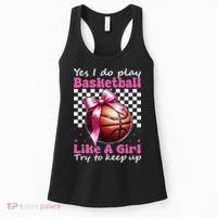 Yes I Do Play Basketball Like A Girl Mom Coquette Bow Women's Tank Top thumb 0