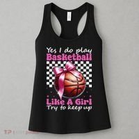 Yes I Do Play Basketball Like A Girl Mom Coquette Bow Women's Tank Top thumb 3