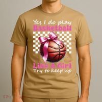 Yes I Do Play Basketball Like A Girl Mom Coquette Bow T-Shirt thumb 3