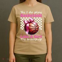 Yes I Do Play Basketball Like A Girl Mom Coquette Bow T-Shirt thumb 4