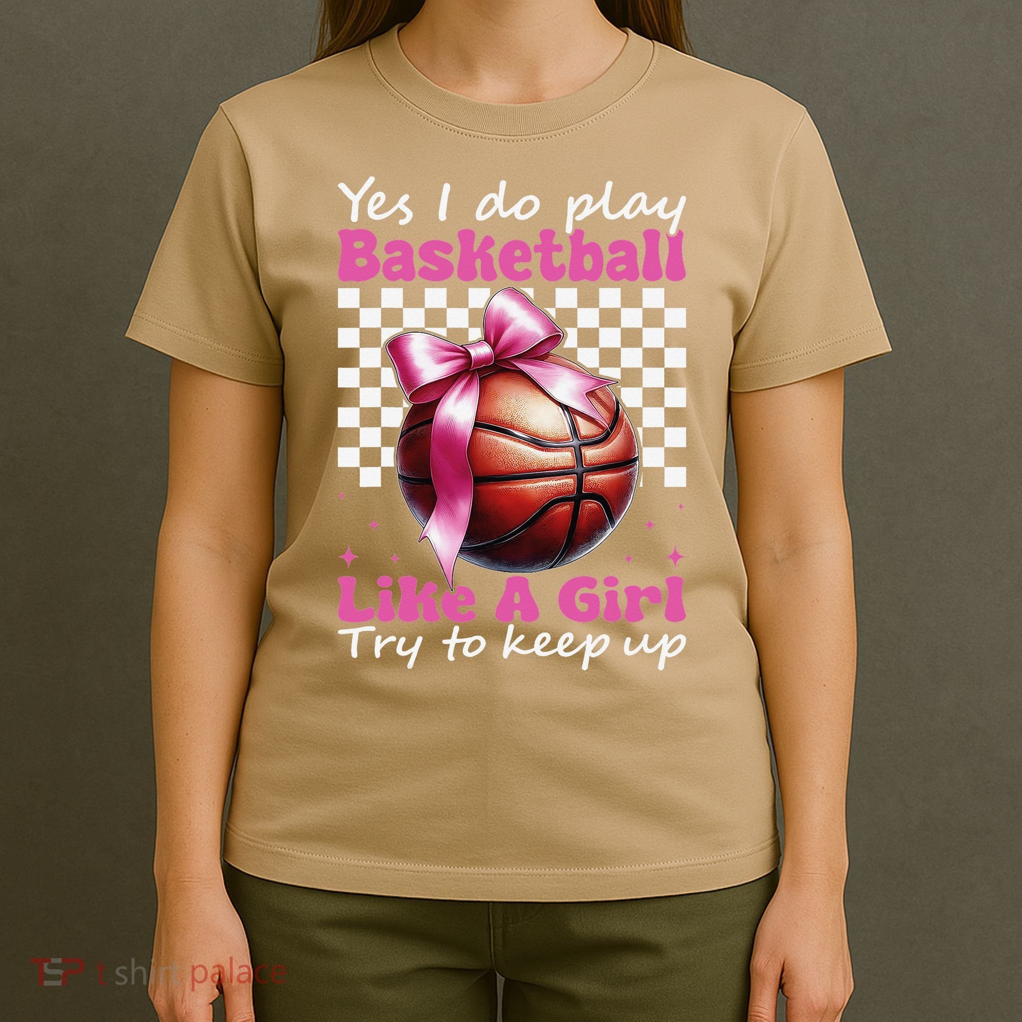 Yes I Do Play Basketball Like A Girl Mom Coquette Bow T-Shirt