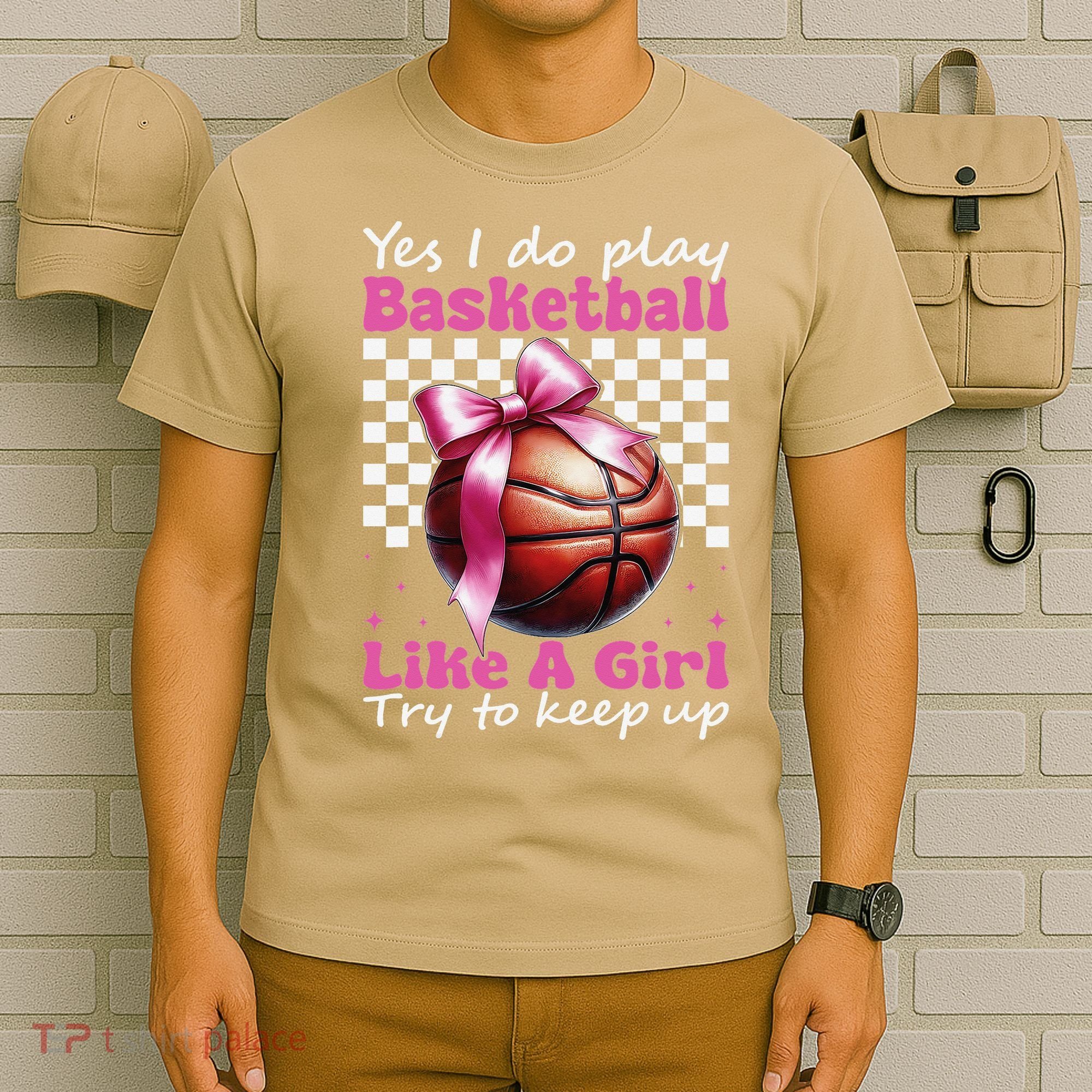 Yes I Do Play Basketball Like A Girl Mom Coquette Bow T-Shirt