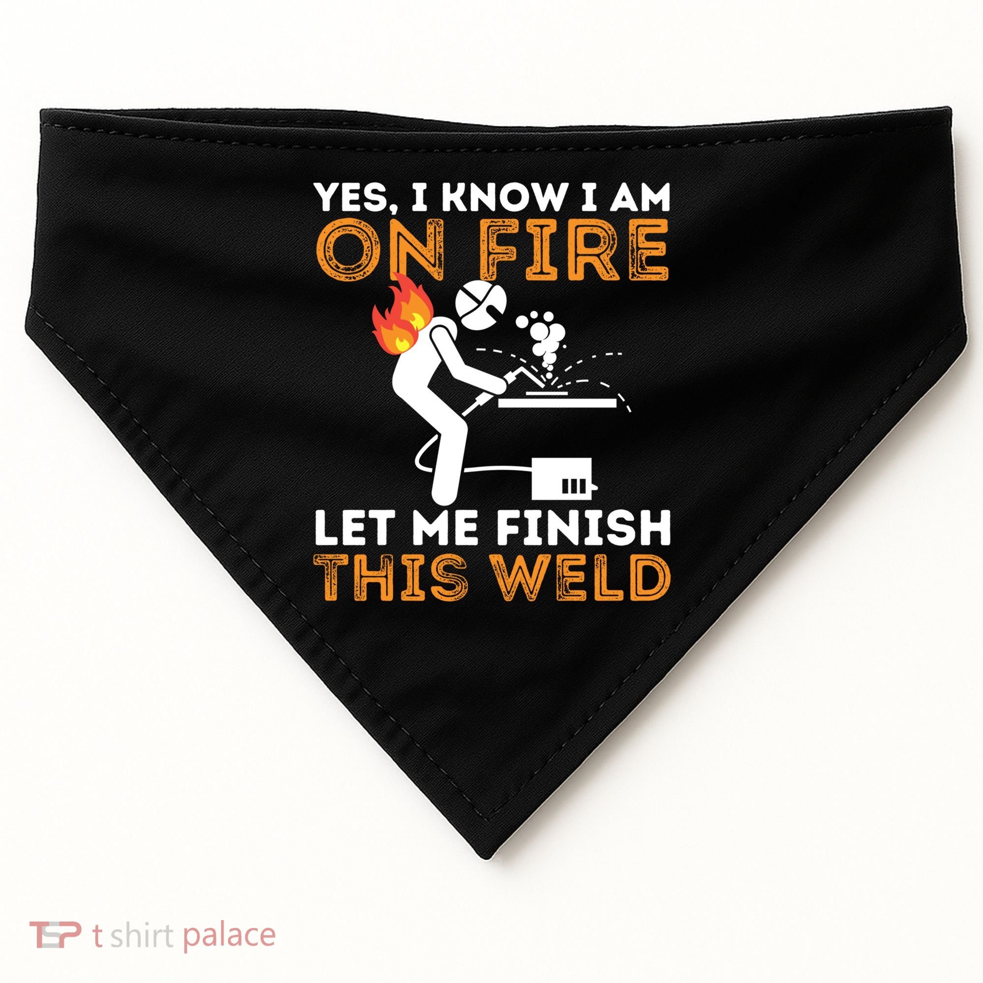 Yes I Know I Am On Fire Gift Metal Worker Welder And Welding Cool Gift USA-Made Doggie Bandana