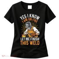 Yes I Know I'm On Fire Let Me Finish This Weld Funny Welder Premium Women's T-Shirt thumb 0