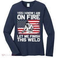 Yes I Know Im On Fire Let Me Finish This Weld Women's Long Sleeve Shirt thumb 0
