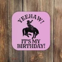 Yeehaw Its My Birthday Cowboy Western Rodeo Party Coaster thumb 0