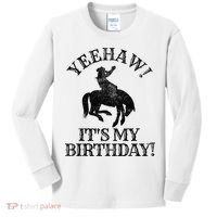 Yeehaw Its My Birthday Cowboy Western Rodeo Party Kids Long Sleeve Shirt thumb 0