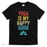Yoga Is My Happy Hour Meme Vintage Funny Yoga Saying T-Shirt thumb 0