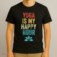 Yoga Is My Happy Hour Meme Vintage Funny Yoga Saying T-Shirt thumb 3