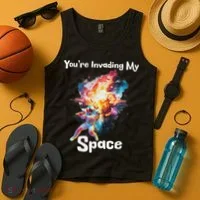 You're Invading My Space Astronaut Galaxy Personal Space Tank Top thumb 4