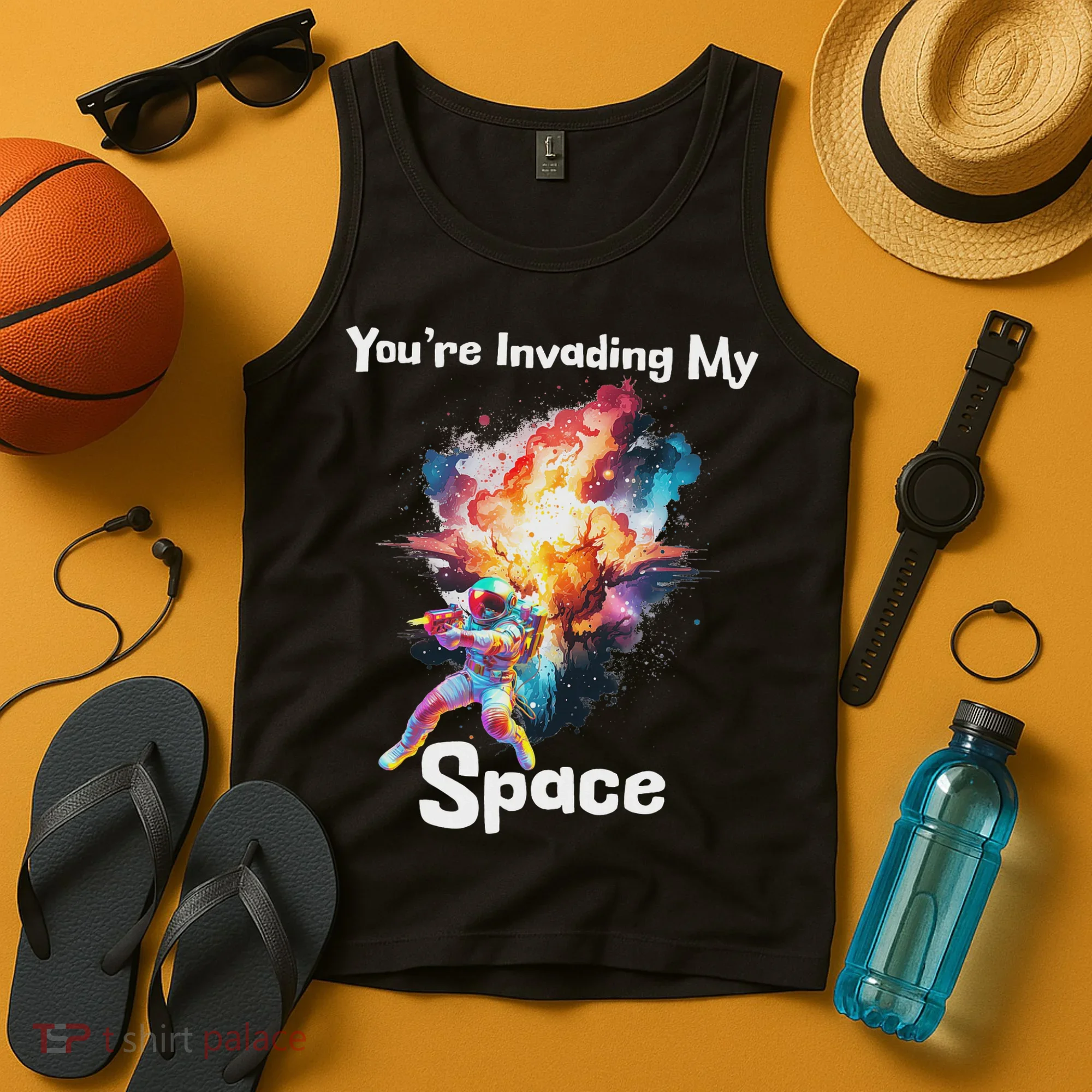 You're Invading My Space Astronaut Galaxy Personal Space Tank Top