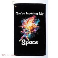 You're Invading My Space Astronaut Galaxy Personal Space Golf Towel thumb 0