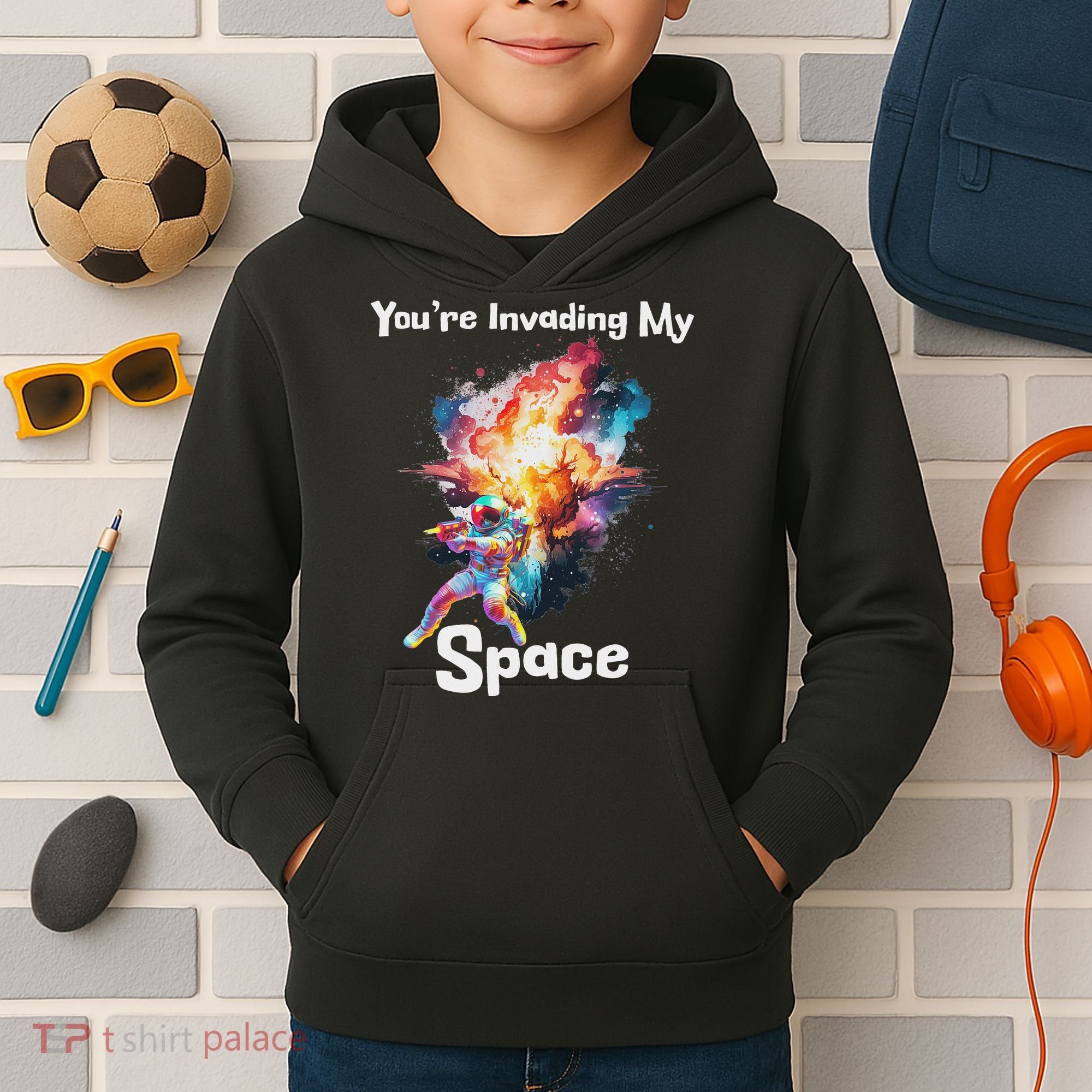 You're Invading My Space Astronaut Galaxy Personal Space Kids Hoodie