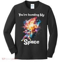 You're Invading My Space Astronaut Galaxy Personal Space Kids Long Sleeve Shirt thumb 0