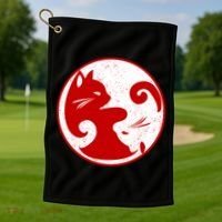 Yin Yang Cat Golf Towel thumb 1