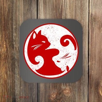 Yin Yang Cat Coaster