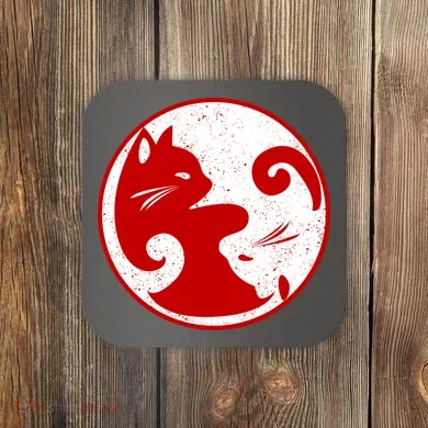 Yin Yang Cat Coaster