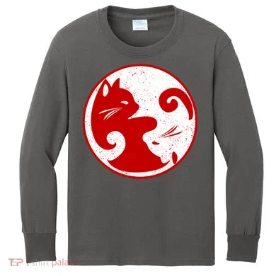 Yin Yang Cat Kids Long Sleeve Shirt