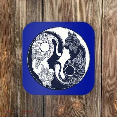 Yin Yang Cat Logo Coaster