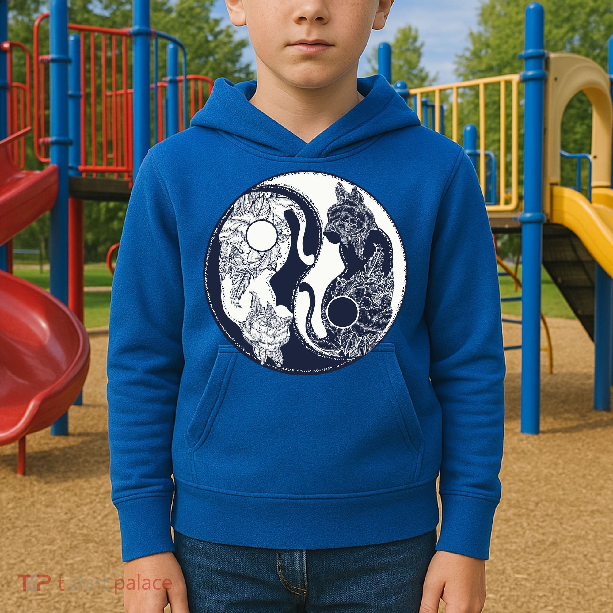 Yin Yang Cat Logo Kids Hoodie