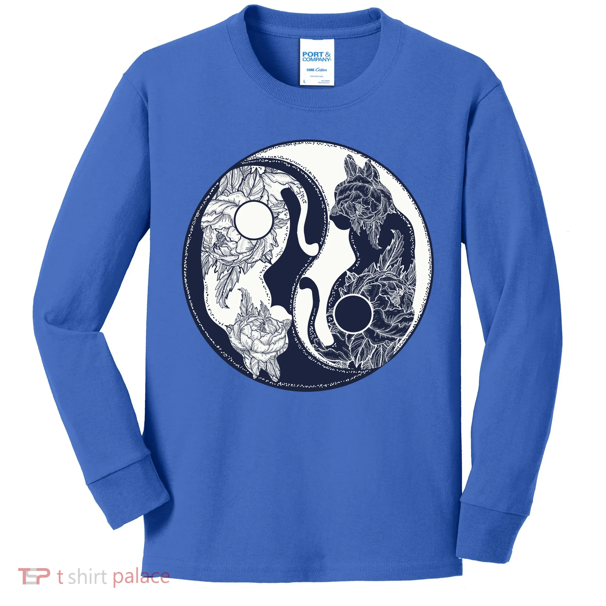 Yin Yang Cat Logo Kids Long Sleeve Shirt