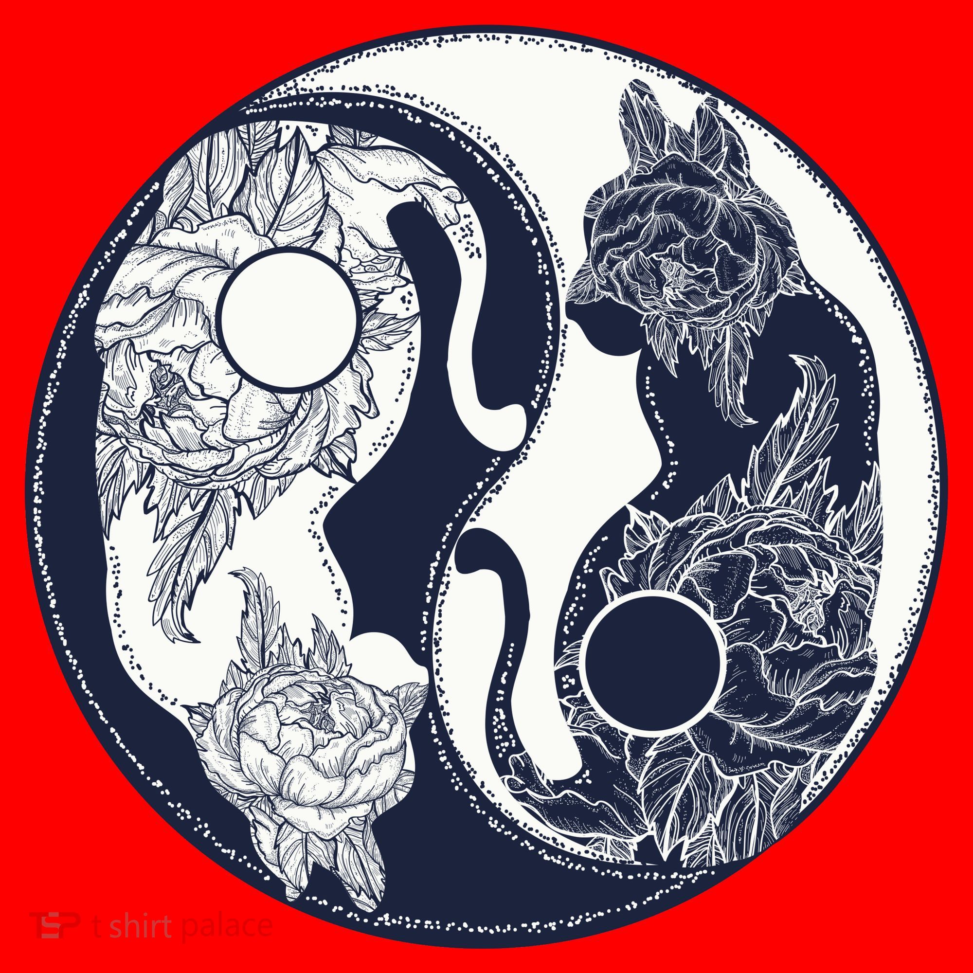 Yin Yang Cat Logo Santa Hat