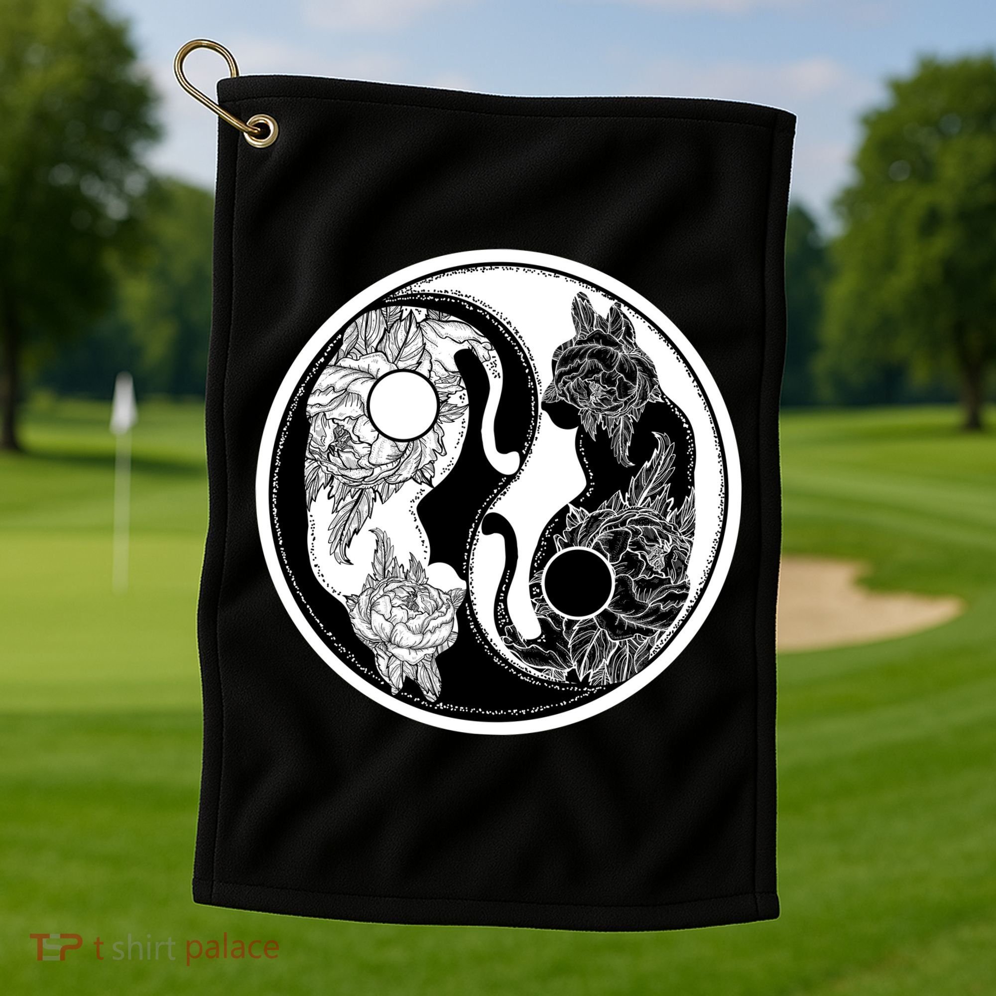 Yin-Yang Cats Golf Towel