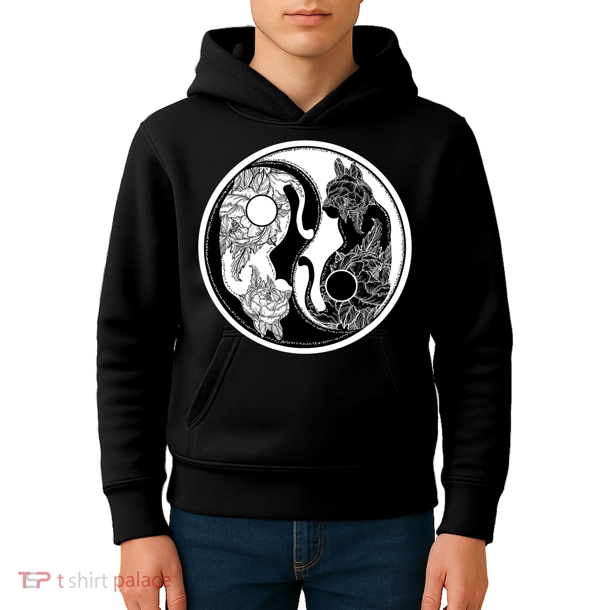 Yin-Yang Cats Kids Hoodie