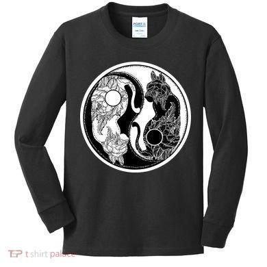 Yin-Yang Cats Kids Long Sleeve Shirt