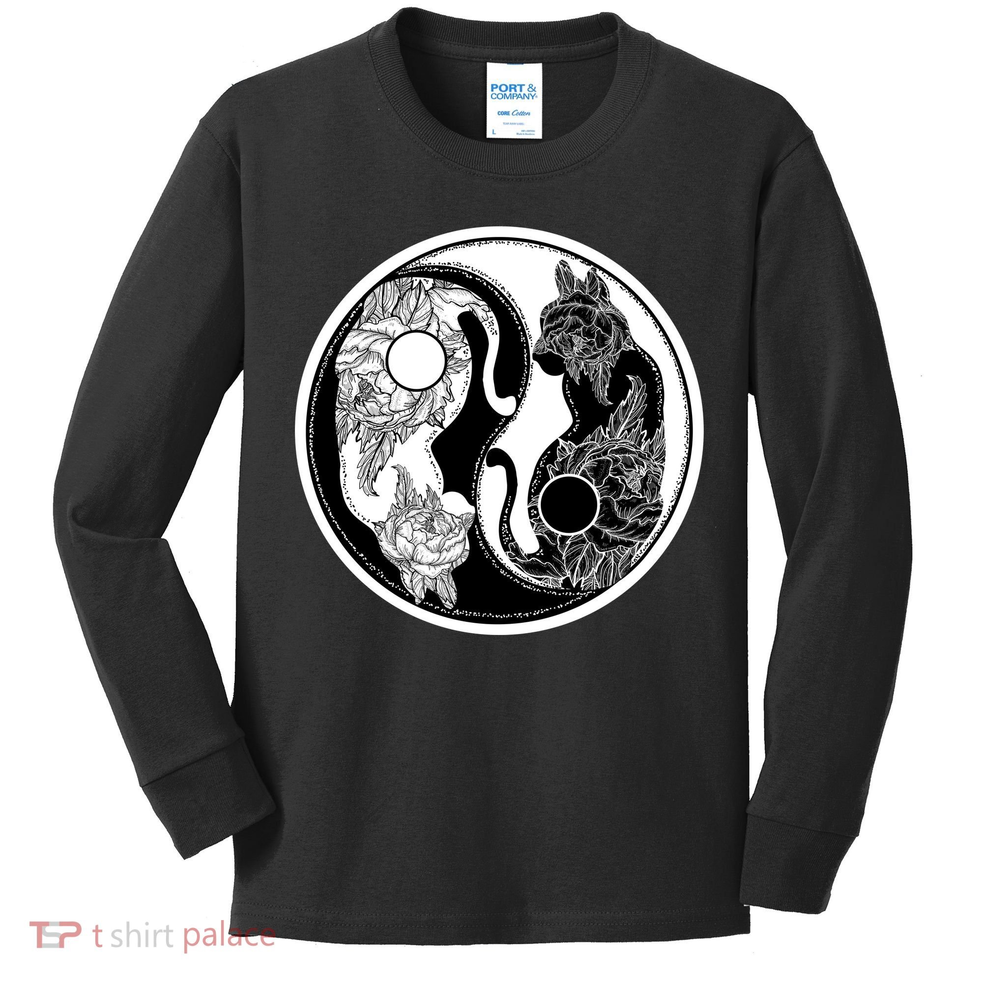 Yin-Yang Cats Kids Long Sleeve Shirt