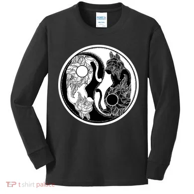 Yin-Yang Cats Kids Long Sleeve Shirt