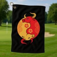 Ying Yang Ox Golf Towel thumb 1
