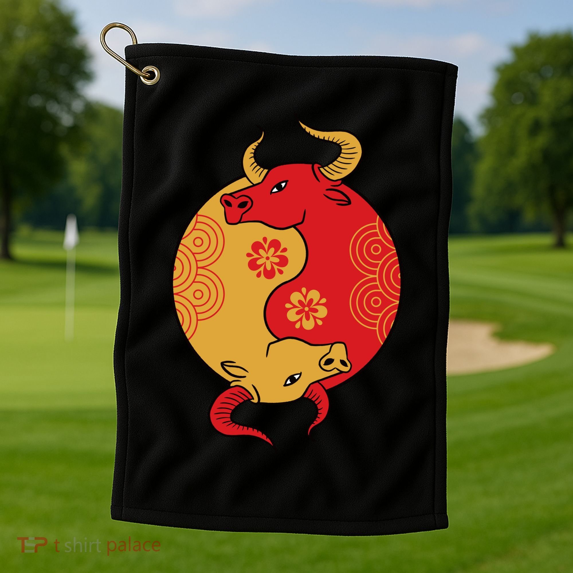 Ying Yang Ox Golf Towel