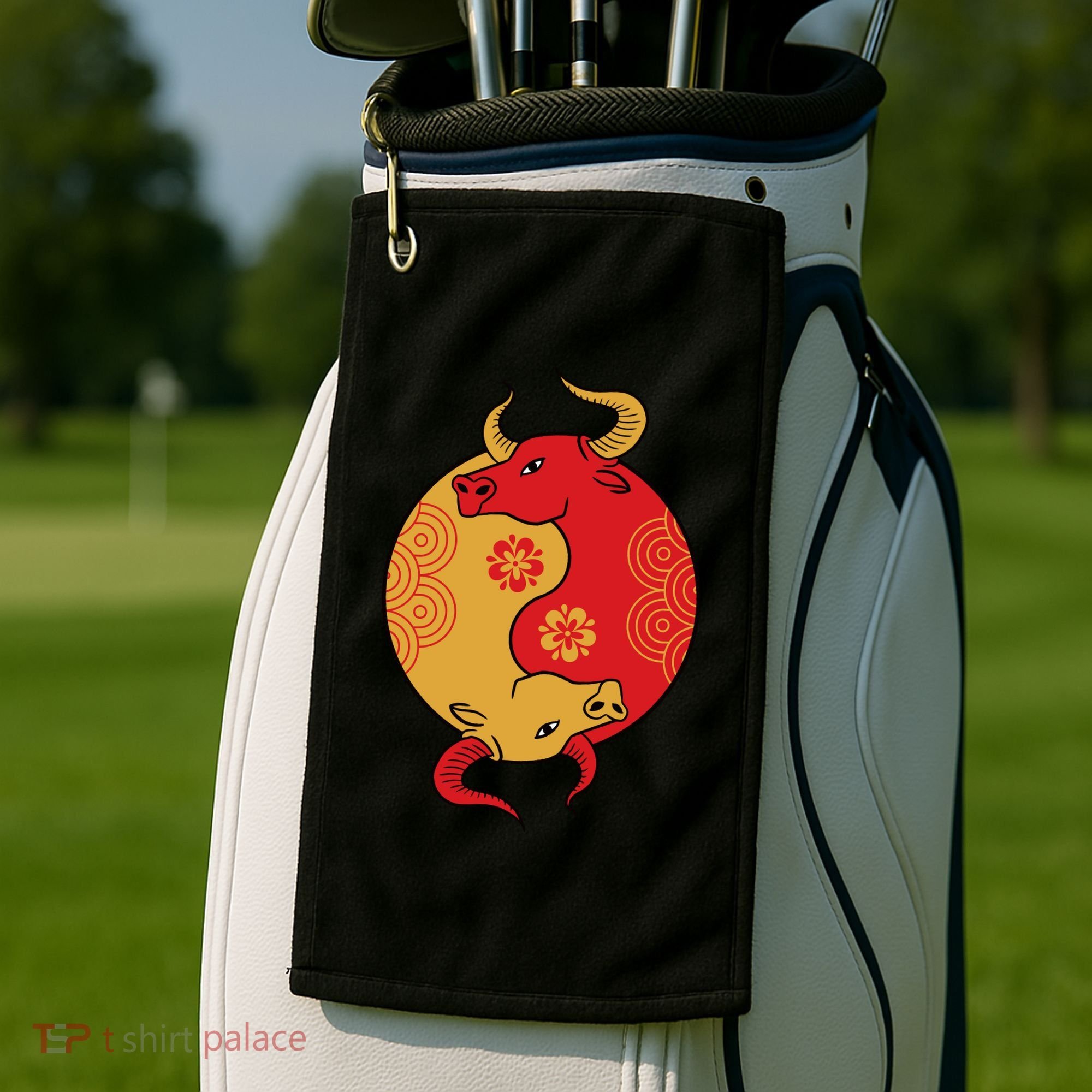 Ying Yang Ox Golf Towel
