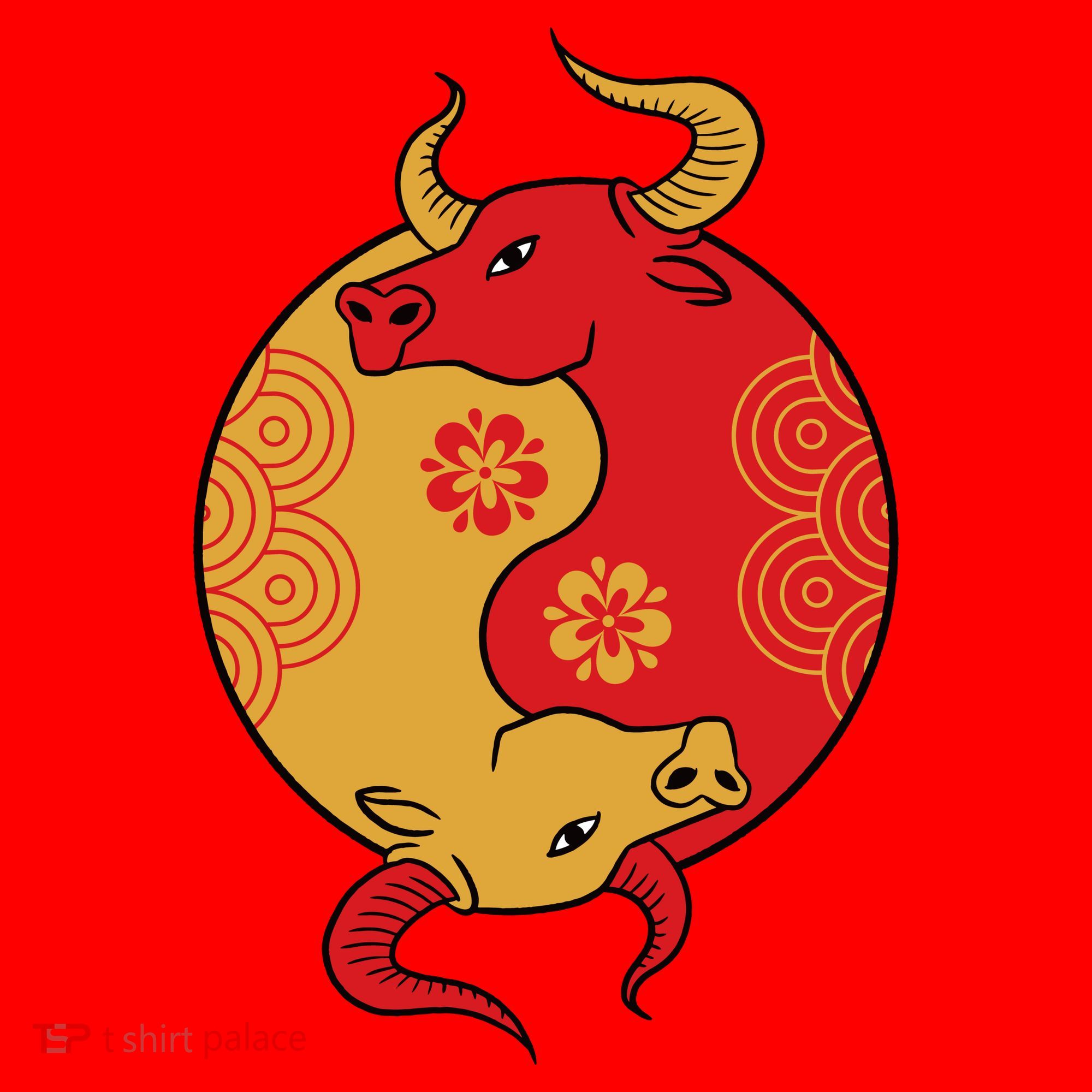 Ying Yang Ox Santa Hat