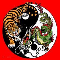 Ying Yang Tiger Dragon Santa Hat thumb 1