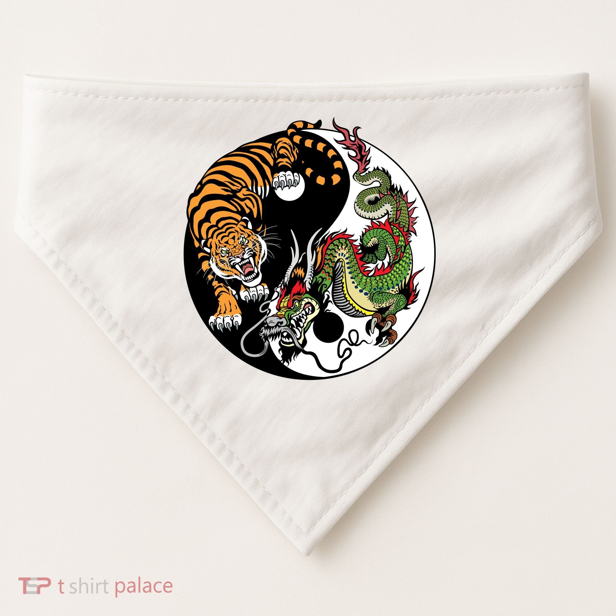 Ying Yang Tiger Dragon USA-Made Doggie Bandana