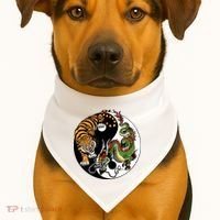 Ying Yang Tiger Dragon USA-Made Doggie Bandana thumb 1