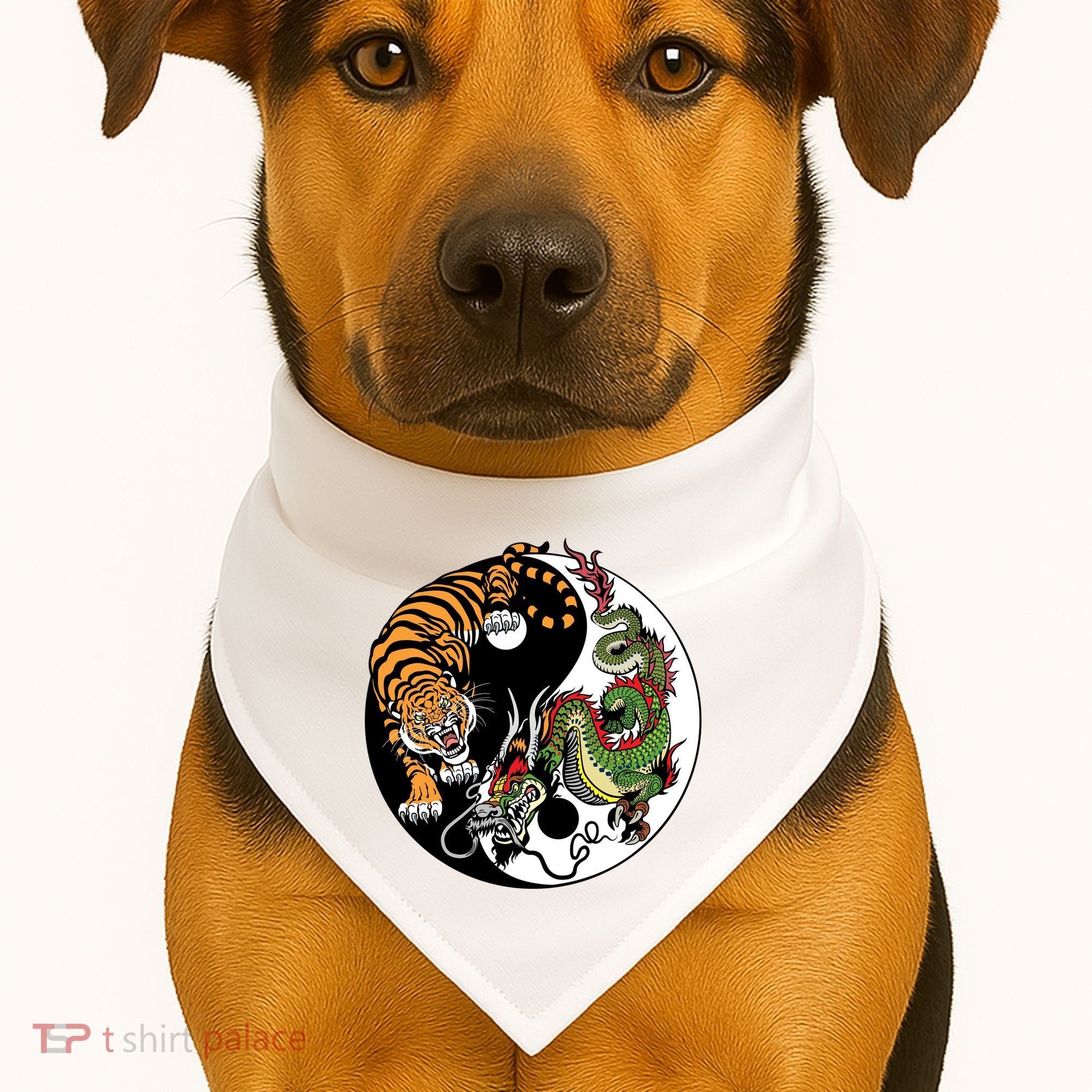 Ying Yang Tiger Dragon USA-Made Doggie Bandana