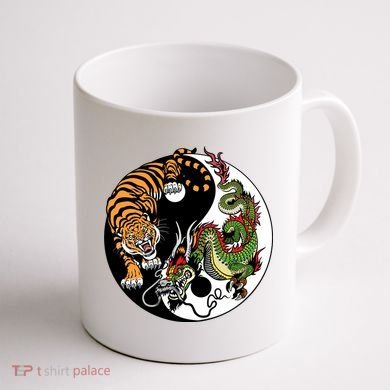 Ying Yang Tiger Dragon Coffee Mug back