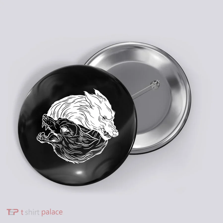 Ying Yang Wolves Button